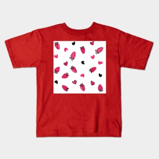 White Strawberry Love Kids T-Shirt